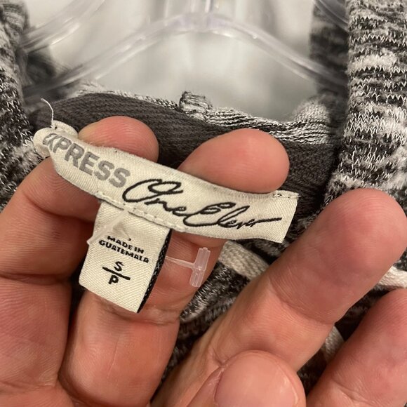 Express Womens Lightweight Pullover Hoodie Gray/White Size Small Pocket - Picture 8 of 9